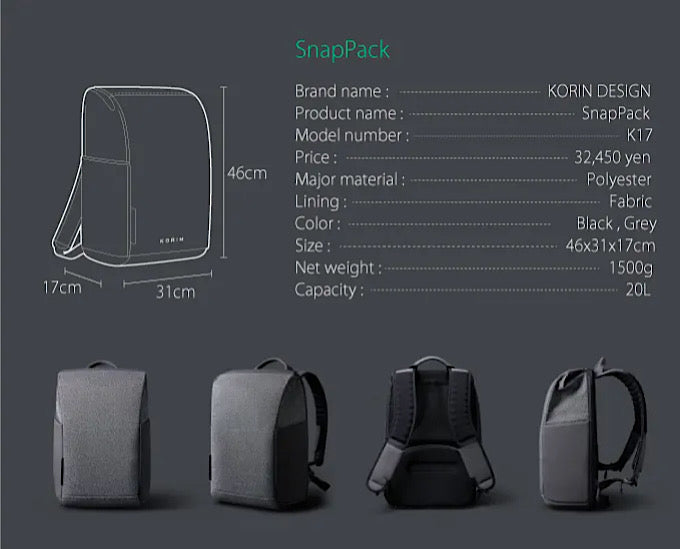 SnapPack Korin Design スナップパック コリンデザイン リュック バックパック